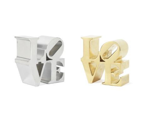 Robert Indiana (American, 1928-2018)LOVE (Gold &amp; Silver) Two multiples, gold chrome and silver chrome, each before the st