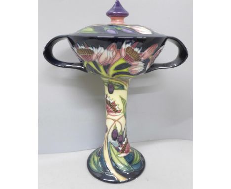 A Moorcroft pottery Symphony pattern twin handled vase and cover, designed by Emma Bossons, 2003 for the Collectors Club, sig