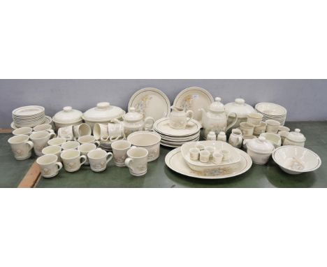 An extensive Royal Doulton Lambethware dinner service, in Florinda pattern. Comprising of dinner plates, bowls, casserole dis