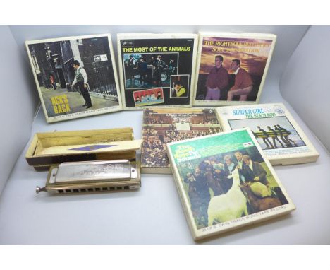 A collection of six 3¼ IPS twin track mono tapes, artists include The Beach Boys, A Night at the Proms, The Most of the Anima