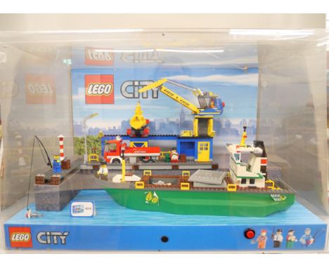 A Lego City 4645 shop display of a harbour, dated 2012