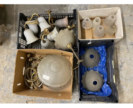 A quantity of ceiling light fittings, shades etc.