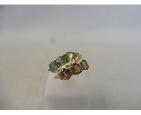 A Nuagaon Kyanite and Ratanakiri Zircon 10K gold ring, size T to U, approx. 2.5g and a Gouveia Adnalusite and white zircon 9K