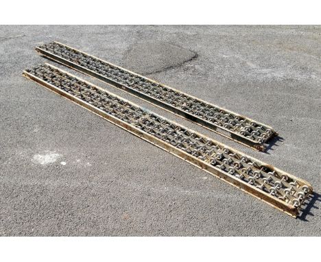 Militaria- a substantial pair of military issue cargo loading conveyor rollers, mounted with plaque marked 'Conveyor wheel gr