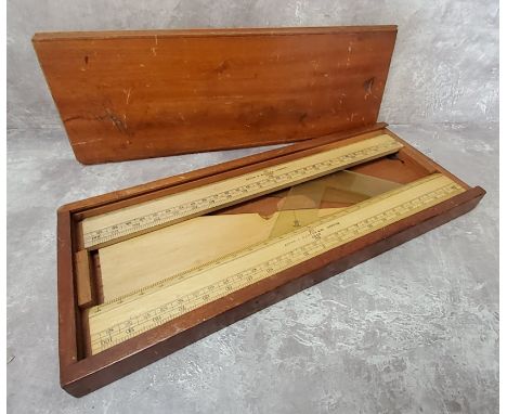 Militaria - a marquois set by ASTON &amp; MANDER London dated 1940 with broad arrow in original fitted mahogany box, two G.H.