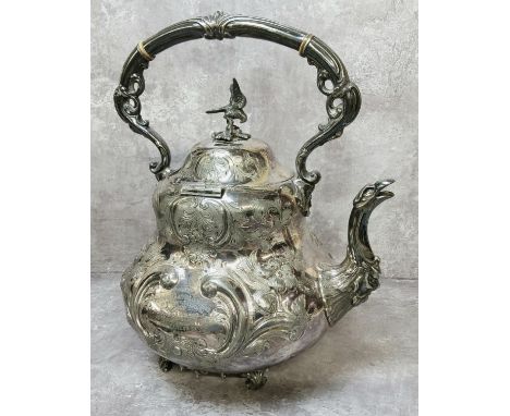 Scottish Interest - An Old Sheffield plate tea kettle, 'Presented by Colonel Carrick Buchanan to James Gourlay of Wester Farm