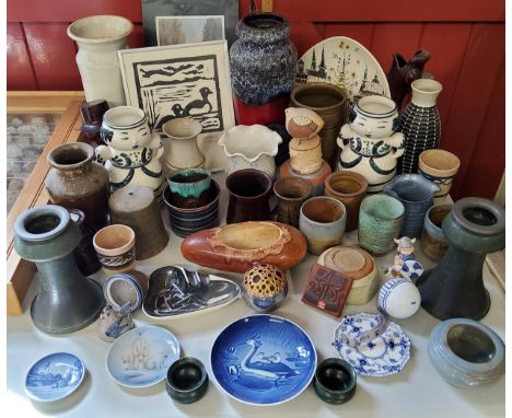 Studio Pottery - Mid 20th century Danish Design - Royal Copenhagen trinket dishes and cabinet plates, Danish birch and potter