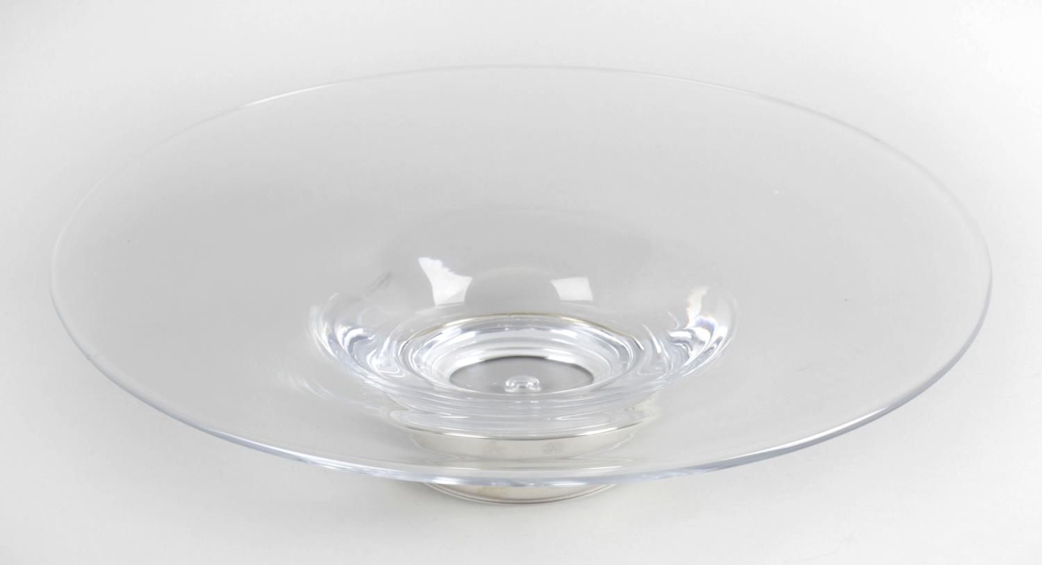 Four clear glass shallow bowls, each raised upon a Birmingham 2010