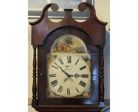 EARLY 19TH CENTURY WELSH OAK, 30 HOUR, LONG CASE CLOCK, marked: Edmund Parry, Llanidlo, the case with broken swan neck pedime