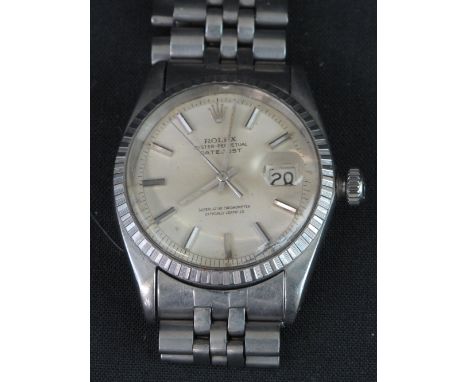 MID 20TH CENTURY ROLEX OYSTER PERPETUAL DATE JUST STEEL GENTLEMAN'S SUPERLATIVE CHRONOMETER with Rolex steel bracelet strap. 