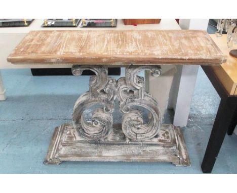 CONSOLE TABLE, Italian style distressed painted finish, 104cm W x 36cm x 90cm H.