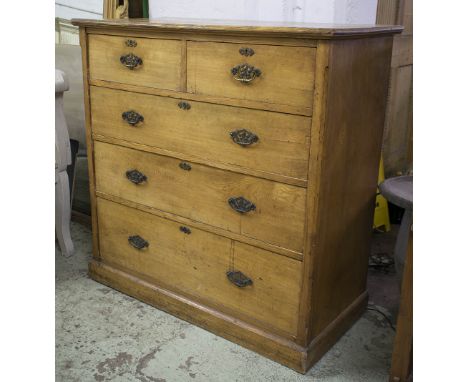 CHEST, late Victorian ash, of two short and three long drawers, 114cm H x 114cm x 56cm. (with faults)