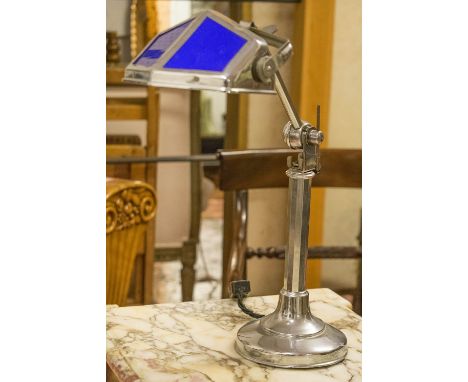 DESK LAMP, Art Deco, chrome, of adjustable Anglepoise design with Bakelite shade.
