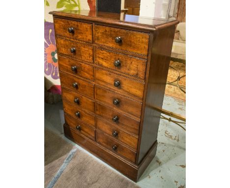 BANK OF DRAWERS, Victorian mahogany with two banks of seven graduated drawers, 106cm H x 77cm x 34cm.