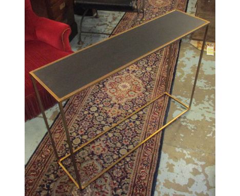 CONSOLE TABLE, gilt metal framed with a rectangular slate coloured top, 99cm W x 70cm H x 25cm D.