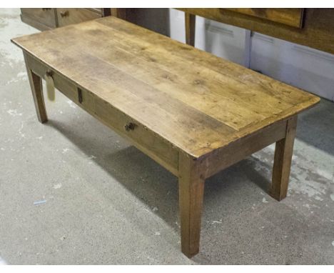 LOW TABLE, 19th century French cherrywood with rectangular top and two drawers, 48cm H x 148cm W x 61cm D. (height reducted)