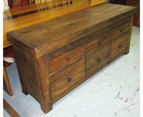 SIDE CHEST, with six drawers, 52cm D x 77cm H x 170cm W.