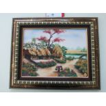 Framed Picture of Vietnamese Scene Depicting a Cottage by a River