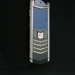 Vertu 18kt White Gold Signature S Phone with White Gold Pave Diamond Side Cheeks & IHF Ports.