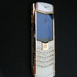 Vertu 18kt Red Gold Signature S Phone with Diamond Trim, Pillow Frame & Side Cheeks. Large Red
