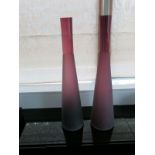 2 x Large Glass Display Vases in Purple (As Viewed)