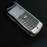 Vertu Constellation Classic Phone in Polished Stainless Steel with 18kt yellow Gold Stud Detail,