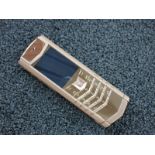 Vertu Pure Chocolate Stainless Steel Phone with 18kt Red Gold Backplate. Furnished with Brown
