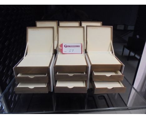 6 x Leather & Wood Trinket Boxes with Lift up Lid & 2 Drawers