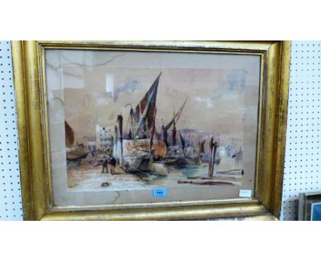 ENGLISH SCHOOL. 19th CENTURY:  Italian harbour scene. Bears a signature 'R H Nibbs'. Watercolour 13¾'' x 20'' 