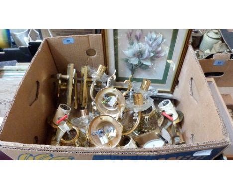 A box of light fittings and sundries