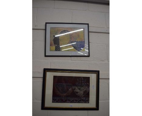 Red iron oxide and still life by Tom Wood, 1993, print, framed and glazed together with another similar (2)