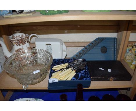 Mixed Lot: Assorted items to include cased cutlery, a miniature Zither and other assorted items
