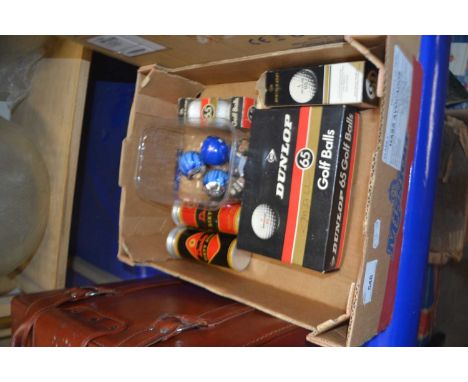 Box of various Dunlop and other golf balls
