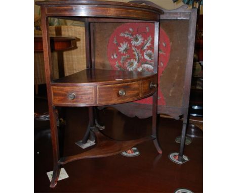 An early 19th century mahogany three tier corner wash stand, together with a fire screen (2)
