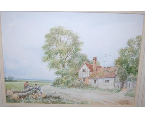 R Blossier - North African scene, gouache; D Lightfoot - watercolour; and C W Morsley - Stormy seas, watercolour with body co