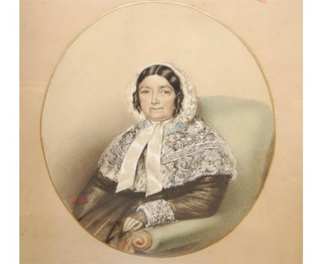 19th century English school - pair portrait studies of a middle aged man and woman, watercolour with body colour, one indisti