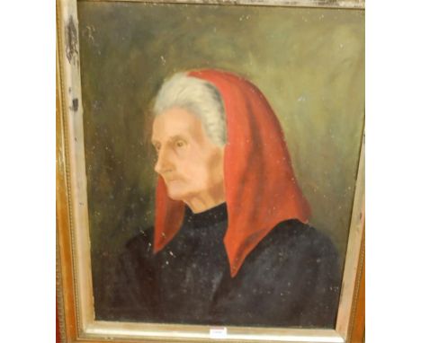 M Stebbing - head and shoulders portrait of an elderly woman, oil on artists board, signed lower  right, 62x46cm