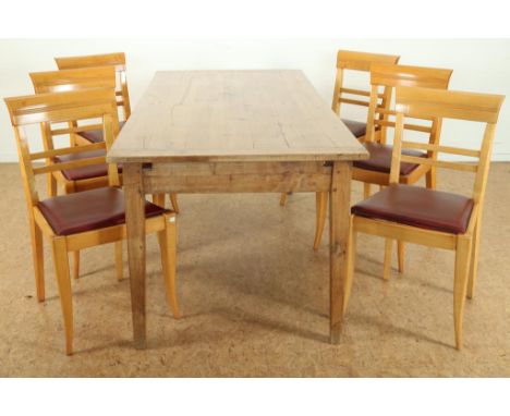 Rectangular cherry wood table with 2 extensions, late 19th.  Century, h. 73, w. 184,(width extended 284 cm.)  d. 82 cm.,  tog