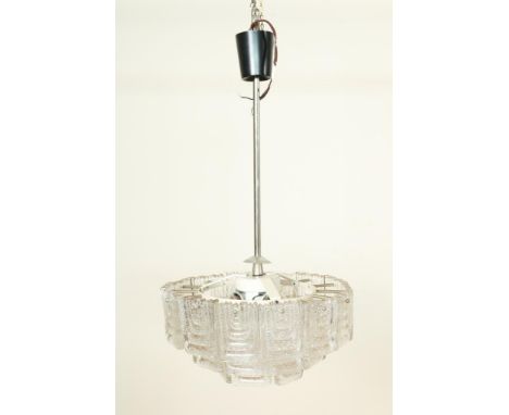 Vintag design pendant, possibly designed by Carl Fagerlund for  Orrefors Sweden, ca. 1965. Glass oraments on metal frame. h. 