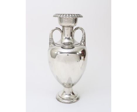 Capital silver amphora vase, with 2 handles, height 54cm. with  Inscription James Crichton &amp; co. Edingburgh, Scotland. ye