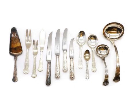 A canteen of silver plated flatware of recent manufacture, Kings Pattern, comprising sixteen dinner forks, fourteen dinner kn