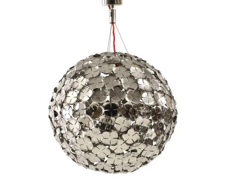 An 'Orten'zia' suspension light of recent manufacture, Italian, designed by Bruno Rainaldi for Terzani, the spherical shade s