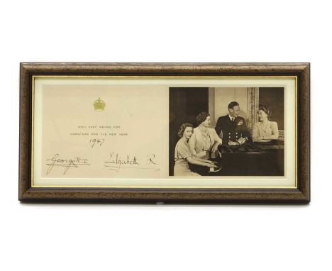A signed Royal Christmas card  signed by King George VI (1895-1952) 1936-52 and Elizabeth (1900-2002) Queen Consort, the Quee