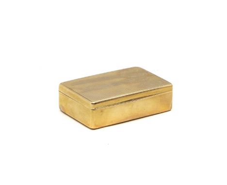 A 9ct gold vesta case by Sampson Mordan & Co, London 1869, with engine-turned decoration, striker to the base, and personal e