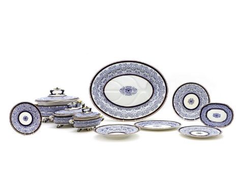 A extensive Royal Worcester 'Royal Lily' dinner service  19th century, comprising nine tureens, the largest 40cm wide, two wi