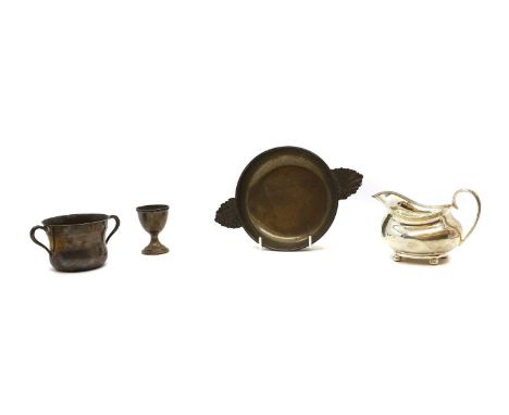 A group of silver items  comprising a quaich, marked 925, 22cm wide, a twin-handled cup, with a personal engraving, Birmingha