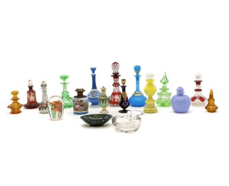 A collection of scent bottles 19th century and later, to include a French opaline example, c.1870, an English neoclassical ex
