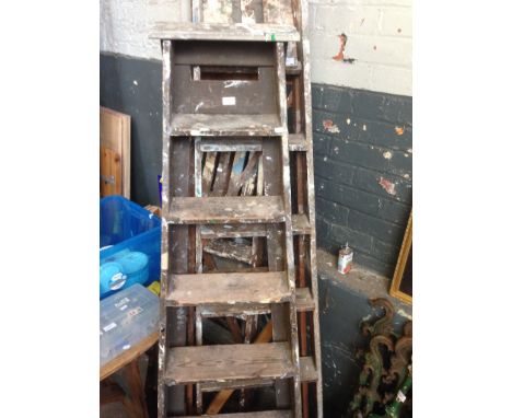 2 SETS OF WOODEN STEP LADDERS