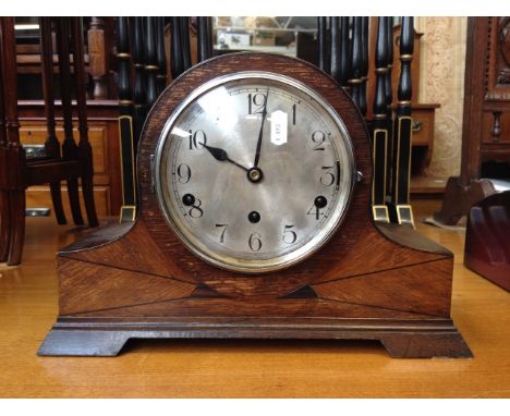 WESTMINSTER CHIME OAK MANTEL CLOCK   