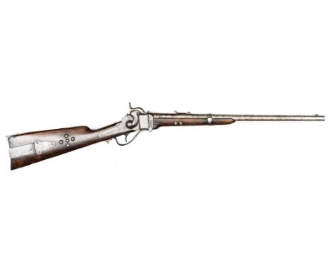A US Civil War period .50” Sharps Patent “New Model 1863” falling block underlever breech loading percussion carbine, 39” ove
